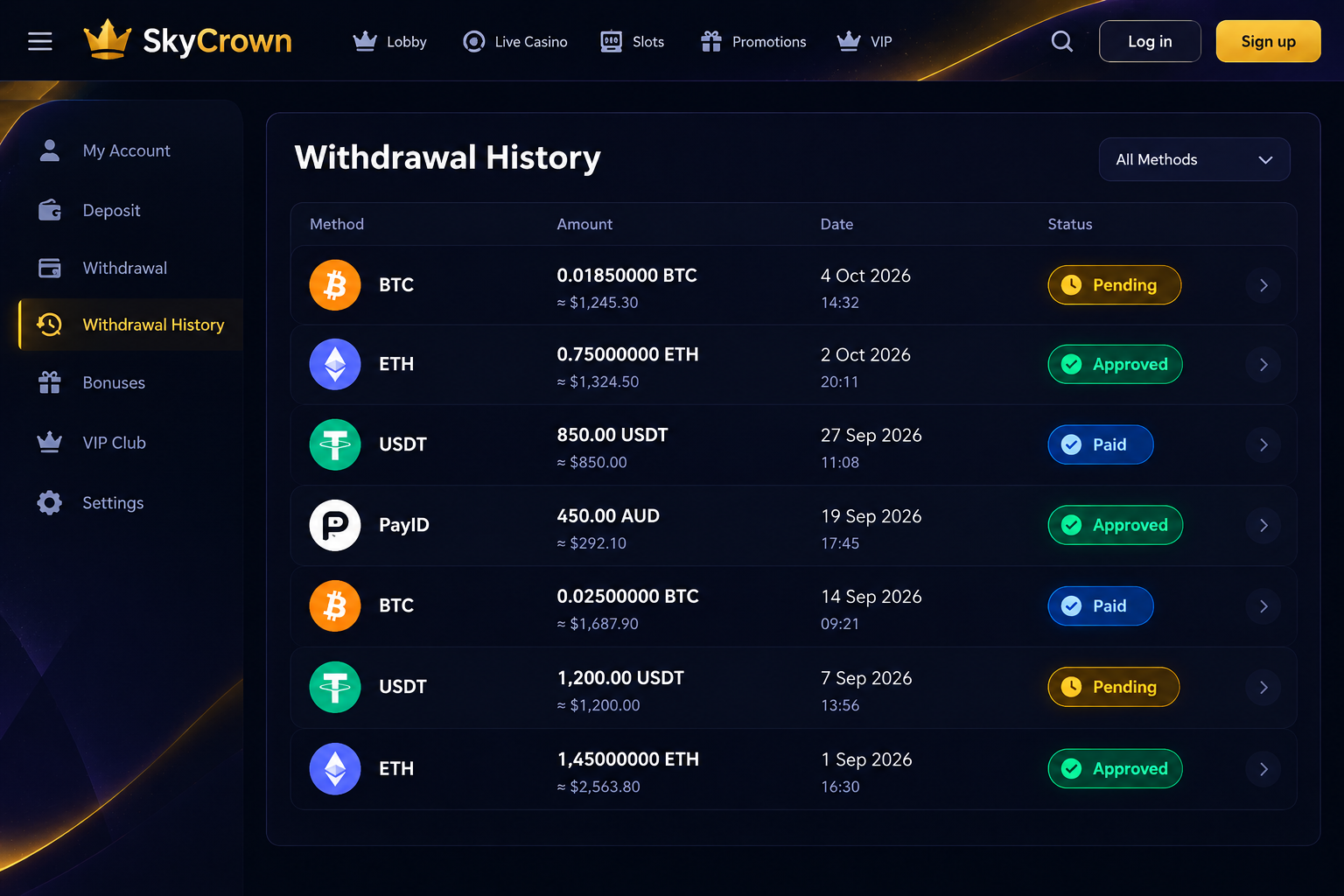 2. SkyCrown: Highest withdrawal limits — instant withdrawal casino Australia real money