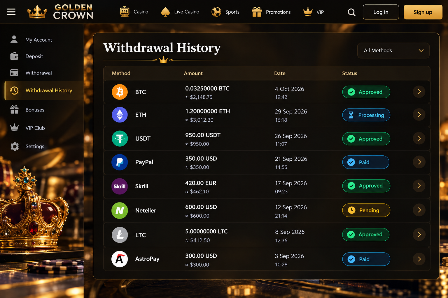 4. Golden Crown: Fastest e-wallet — instant withdrawal casino Australia real money